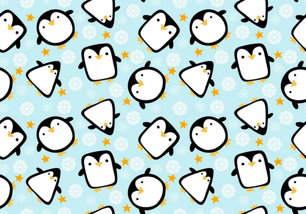 Kreskówka Zima Boże Narodzenie Bezszwowy Wzór Pingwina Pakowania Papieru Odzieży — Zdjęcie stockowe