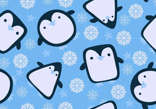 Карикатура Зимой Рождество Бесшовный Пингвин Шаблон Упаковки Бумаги Детской Одежды — стоковое фото
