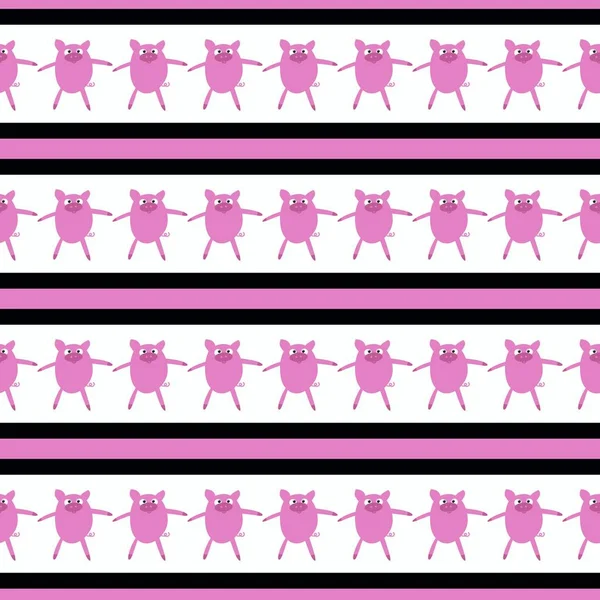 Farm Animals Cartoon Seamless Pigs Pattern Wrapping Paper Fabrics Linens — Stock Photo, Image