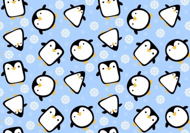 Çizgi filmlerdeki gibi Noel süssüz penguen desenli ambalajlar, çocuk giysileri, kumaşlar, çarşaflar, aksesuarlar ve ambalajlar. Yüksek kaliteli illüstrasyon