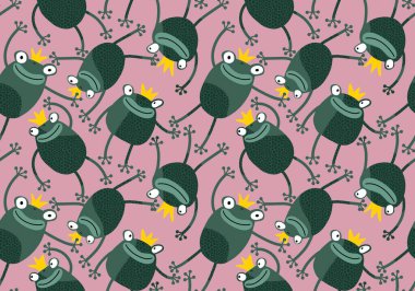 Çizgi filmlerdeki neşeli hayvanlar, kağıt, kumaş, çarşaf, çocuk giysisi baskısı ve Noel ambalajı için kusursuz Noel kurbağaları desenleri. Yüksek kaliteli illüstrasyon