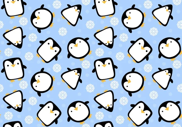 Tecknad Vinter Jul Sömlös Pingvin Mönster För Inslagning Papper Och — Stockfoto
