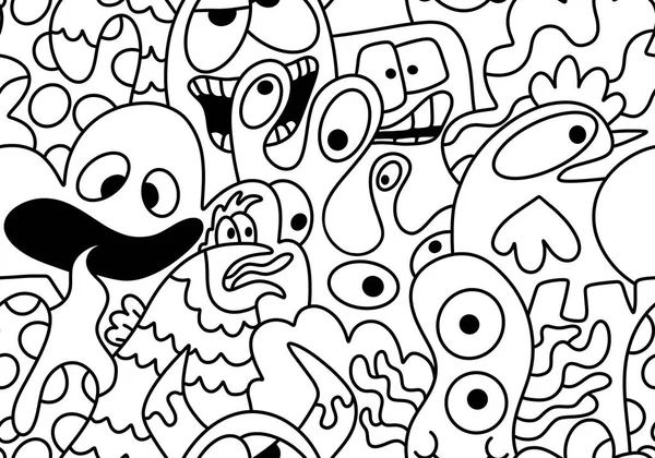 Dibujos Animados Doodle Monstruos Extranjeros Sin Costuras Animales Patrón Para — Foto de Stock