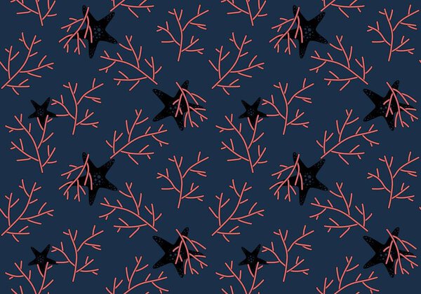 Summer floral animals seamless coral pattern for wrapping paper and fabrics and linens and kids clothes print and swimsuit textiles. High quality illustration