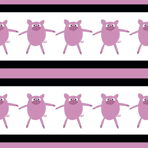Farm Animals Cartoon Seamless Pigs Pattern Wrapping Paper Fabrics Linens — Stock Photo, Image