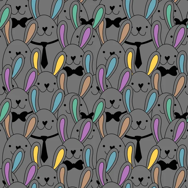 Cartoon animals kawaii seamless rabbit bunnies pattern for wrapping paper and kids clothes print and fabrics and linens and packaging. High quality illustration