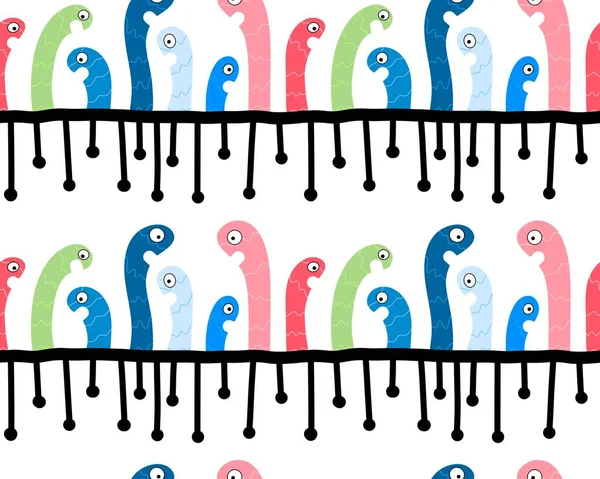 Cartoon Animals Toys Seamless Worms Snakes Pattern Wrapping Paper Fabrics — Stock Photo, Image