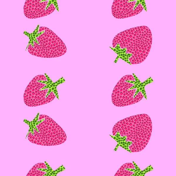 卡通果圆点无缝制草莓图案 用于夏季面料和亚麻布 包装纸和儿童服装 包装和游泳衣 纺织品和厨房 高质量的例证 — 图库照片