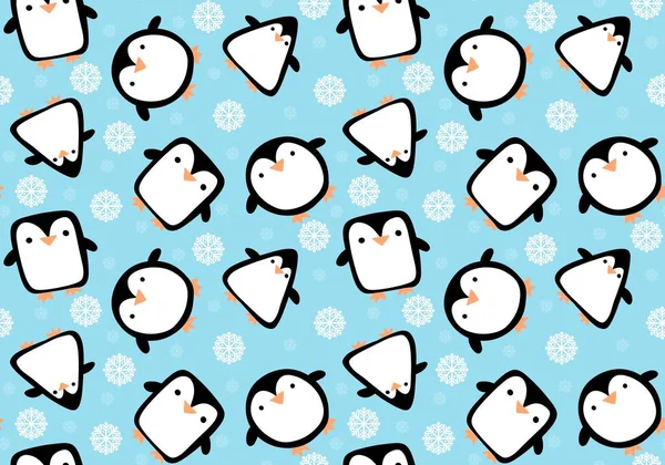 Cartoon Téli Karácsonyi Zökkenőmentes Pingvin Minta Csomagolására Papír Gyerekek Ruhák — Stock Fotó