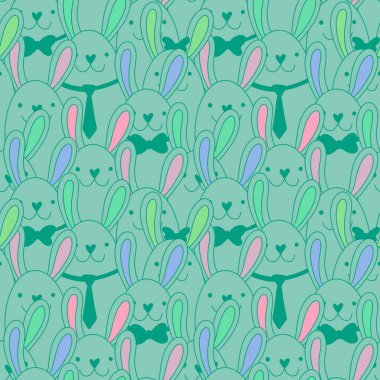 Çizgi filmlerdeki hayvanlar, kawaii ambalajsız tavşan desenleri, çocuk giysileri, kumaşlar, çarşaflar ve ambalajlar. Yüksek kaliteli illüstrasyon