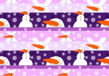 Noel ambalajı için kışın dikişsiz kardan adam ve kar taneleri deseni ve çocukların not defterleri, aksesuarları ve kumaşları. Yüksek kaliteli illüstrasyon