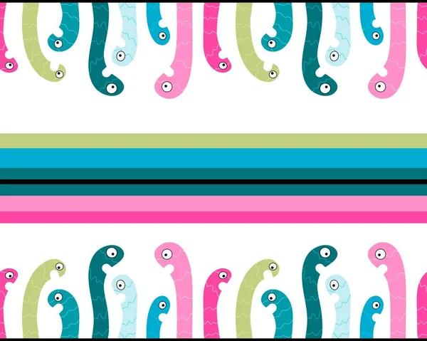 Kreskówka Zwierzęta Zabawki Bezszwowe Robaki Wzór Węże Pakowania Papieru Tkanin — Zdjęcie stockowe