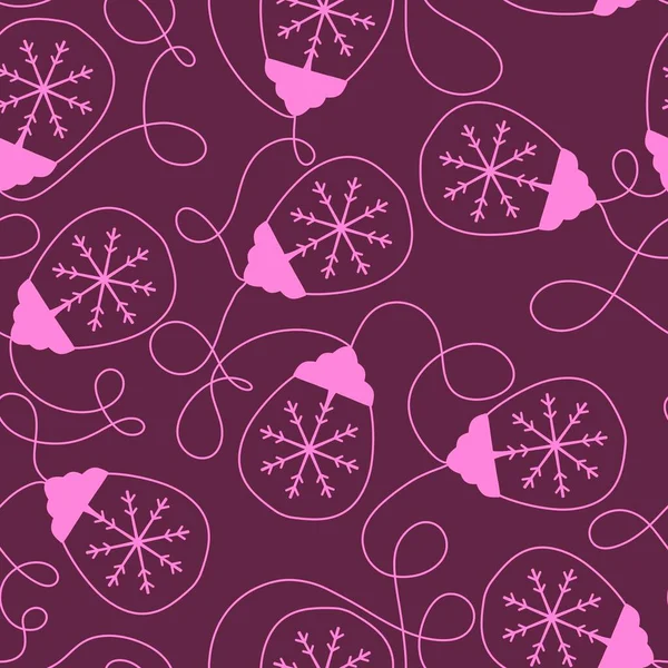 Winter Illumination Seamless Light Bulbs Cartoon Snowflakes Pattern Wrapping Fabrics — Stock Photo, Image