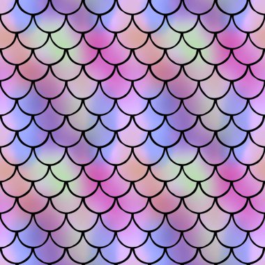 Çizgi filmlerde kumaşlar, tekstil ürünleri, ambalaj kağıtları, aksesuarlar ve çarşaflar için balık kuyruklu denizkızı derisi deseni. Yüksek kaliteli illüstrasyon