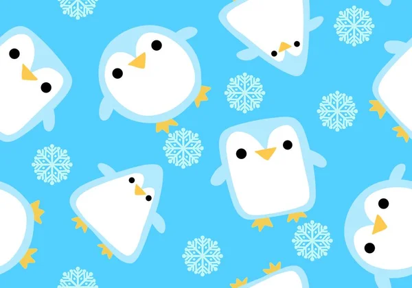 Cartoon Téli Karácsonyi Zökkenőmentes Pingvin Minta Csomagolására Papír Gyerekek Ruhák — Stock Fotó