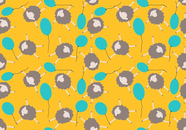 Cartoon farms animals seamless sleeping sheep pattern for wrapping paper and fabrics and linens and kindergarten and packaging and kids clothes print. High quality illustration