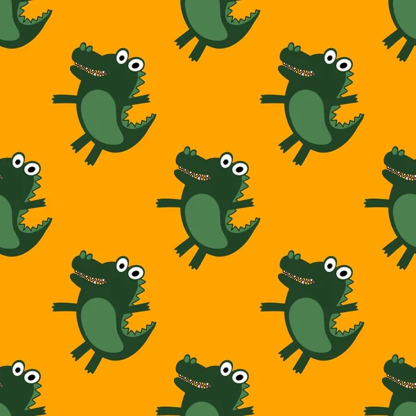 Dieren Cartoon Naadloze Krokodil Dinosaurus Draak Patroon Voor Het Inpakken — Stockfoto