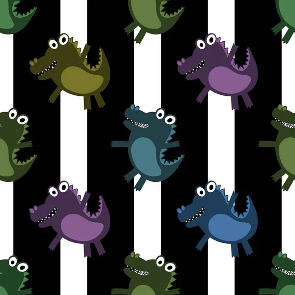 Animales Dibujos Animados Sin Costura Patrón Dragón Cocodrilo Dinosaurio Para — Foto de Stock