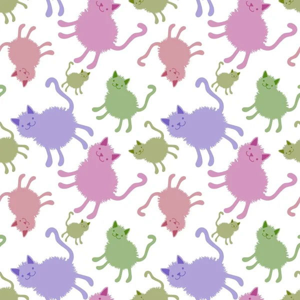 Kreskówki Zwierzęta Bezszwowe Kot Wzór Kotek Pakowania Papieru Tkanin Pościeli — Zdjęcie stockowe