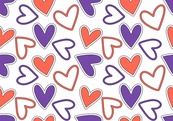 Valentines Hjärtan Sömlös Tecknad Mönster För Inslagning Papper Och Barn — Stockfoto