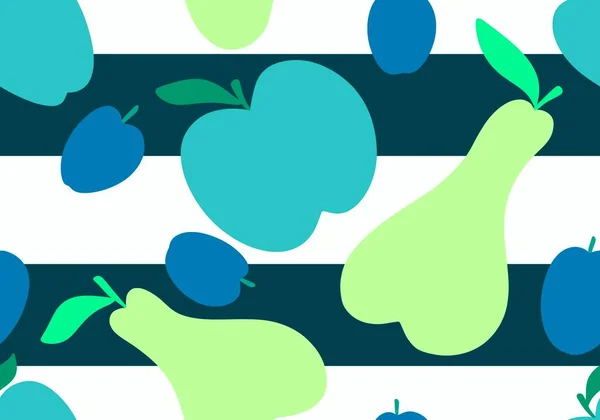 Cartoon Obsternte Nahtlose Äpfel Und Birnen Und Pflaumen Muster Zum — Stockfoto
