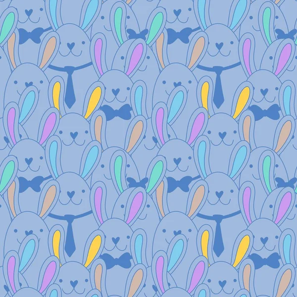 stock image Cartoon animals kawaii seamless rabbit bunnies pattern for wrapping paper and kids clothes print and fabrics and linens and packaging. High quality illustration