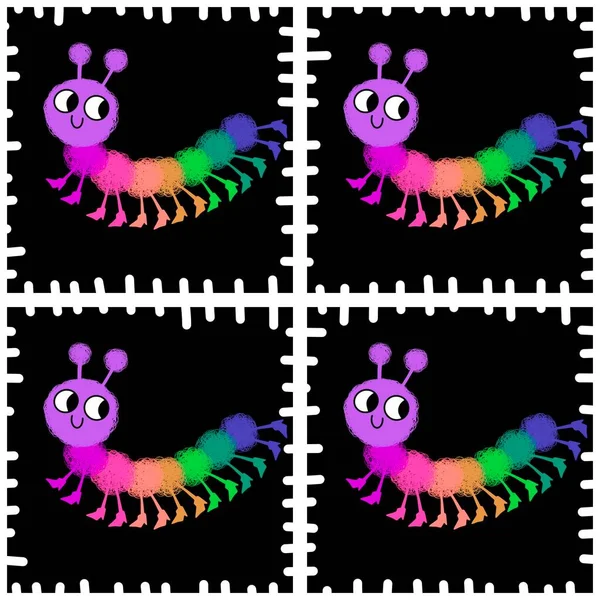 Cartoon Animals Seamless Caterpillar Pattern Wrapping Paper Fabrics Linens Kids — Stock Photo, Image