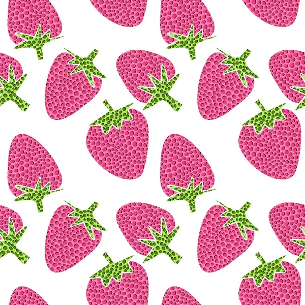 Cartoon Frutas Bolinhas Pontos Padrão Morango Sem Costura Para Tecidos — Fotografia de Stock