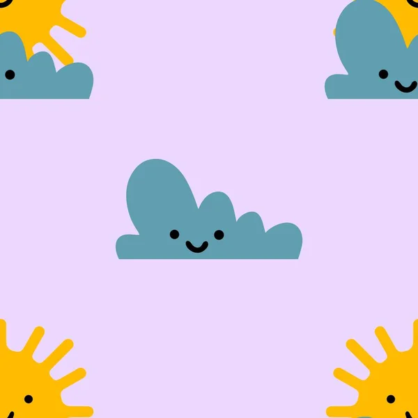 Cartoon Wetter Nahtlose Kritzeln Sonne Muster Für Verpackungspapier Und Kinderkleidung — Stockfoto