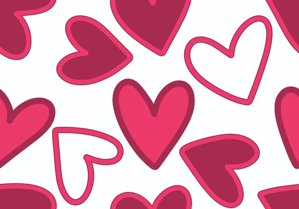 Valentine Corações Sem Costura Desenho Animado Padrão Para Papel Embrulho — Fotografia de Stock
