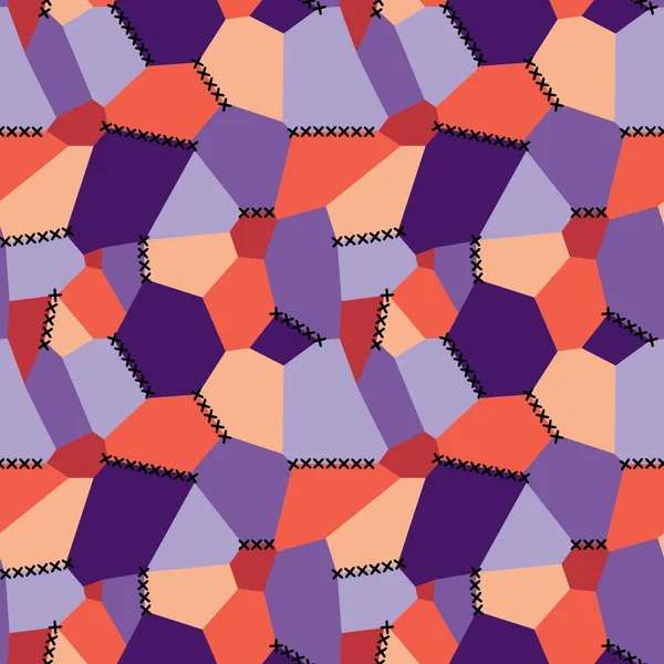 Abstract Geometric Sewing Stitch Patch Seamless Pattern Wrapping Paper Fabrics — Stock Photo, Image