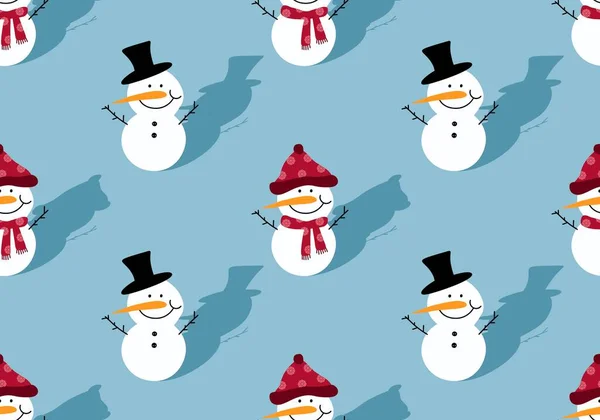 Winter Seamless Snowman Snowflakes Pattern Christmas Wrapping Paper Kids Notebooks — Stockfoto