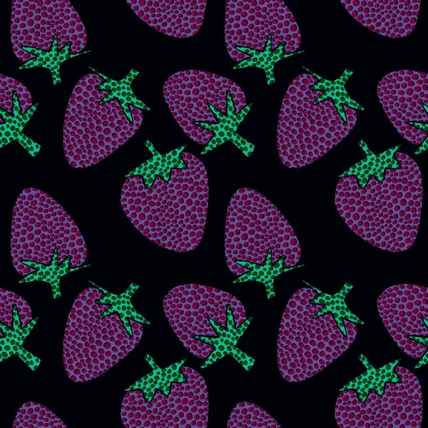 Cartoon Fruit Polka Dots Seamless Strawberry Pattern Summer Fabrics Linens — Stock Photo, Image