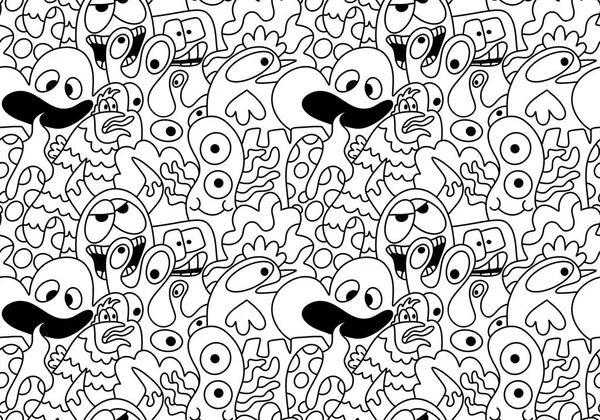 Kreskówki Doodle Potwory Bezszwowe Cudzoziemców Zwierząt Wzór Pakowania Papieru Tkanin — Zdjęcie stockowe