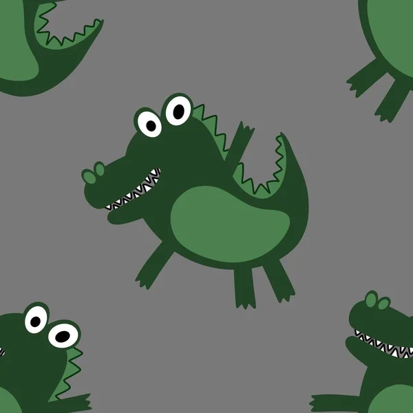 Тварини Мультфільм Безшовний Крокодил Динозавр Дракон Візерунок Обгортання Паперу Тканин — стокове фото
