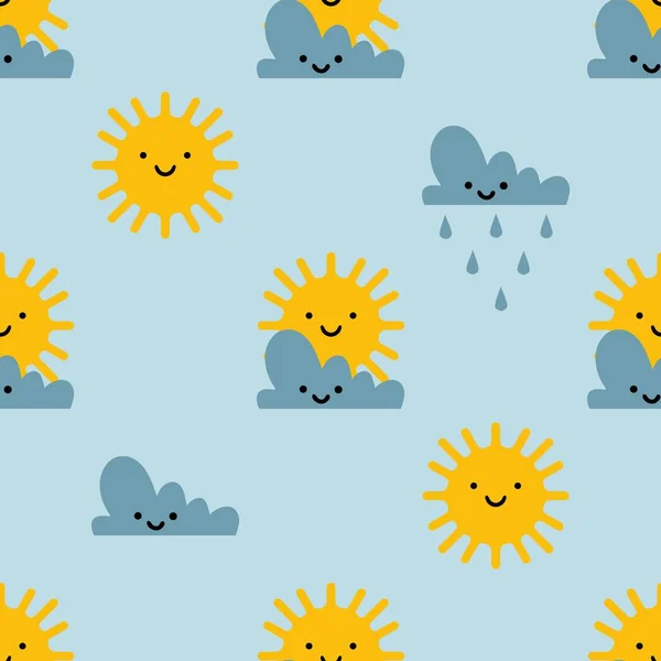 Cartoon Wetter Nahtlose Kritzeln Sonne Muster Für Verpackungspapier Und Kinderkleidung — Stockfoto