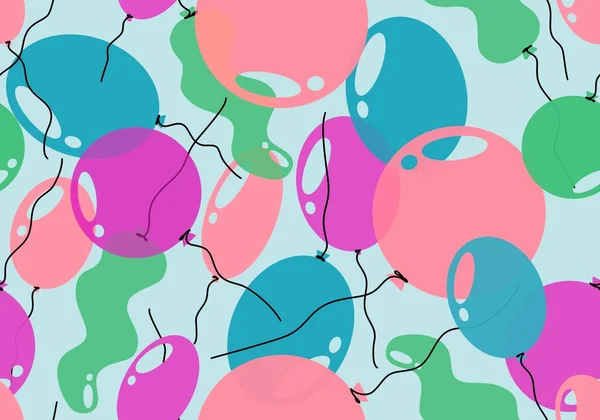 Festive cartoon seamless balloons pattern for wrapping paper and fabrics and linens and birthday packaging and kids clothes print. High quality illustration
