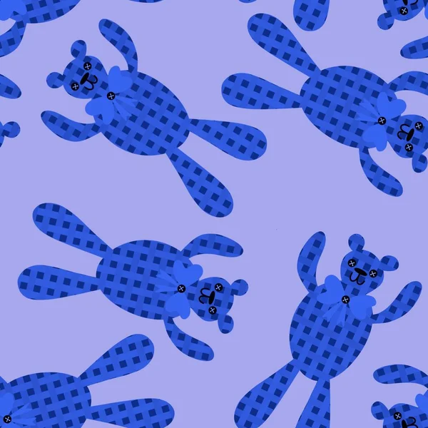 Мультфильм Игрушки Животные Бесшовные Медведи Шаблон Упаковки Бумаги Детская Одежда — стоковое фото