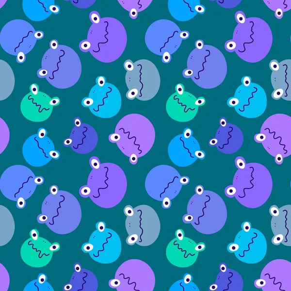 Cartoon animals seamless frogs pattern for wrapping paper and fabrics and linens and kids clothes print and packaging. High quality illustration