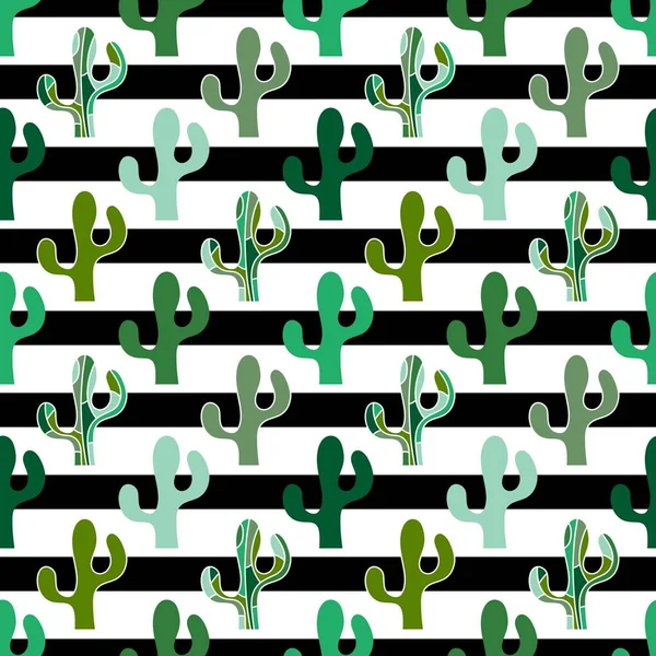 Zomer Bloemen Naadloze Cartoon Cactus Patroon Voor Het Inpakken Van — Stockfoto