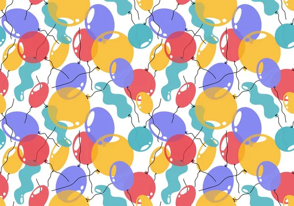 Festive cartoon seamless balloons pattern for wrapping paper and fabrics and linens and birthday packaging and kids clothes print. High quality illustration