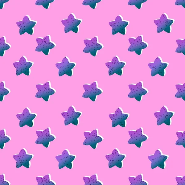 Cartoon Little Polka Dots Stars Seamless Birthday Christmas Pattern Wrapping — Stock Photo, Image