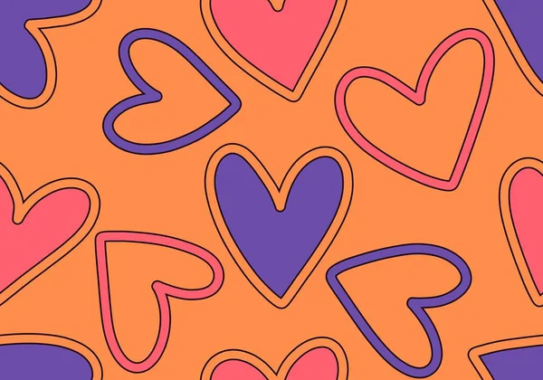 Corazones San Valentín Patrón Dibujos Animados Sin Costuras Para Papel —  Fotos de Stock
