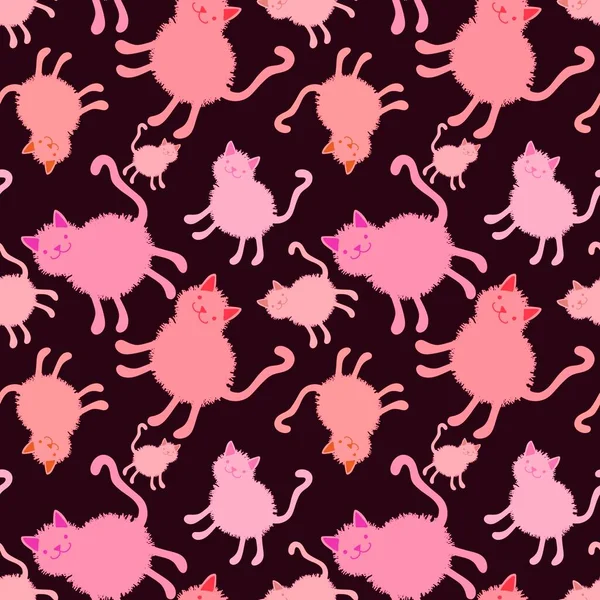 Kreskówki Zwierzęta Bezszwowe Kot Wzór Kotek Pakowania Papieru Tkanin Pościeli — Zdjęcie stockowe