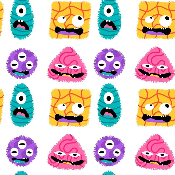 Cartoon doodle monsters seamless aliens and animals pattern for wrapping paper and fabrics and kids clothes print and linens and packaging. High quality illustration