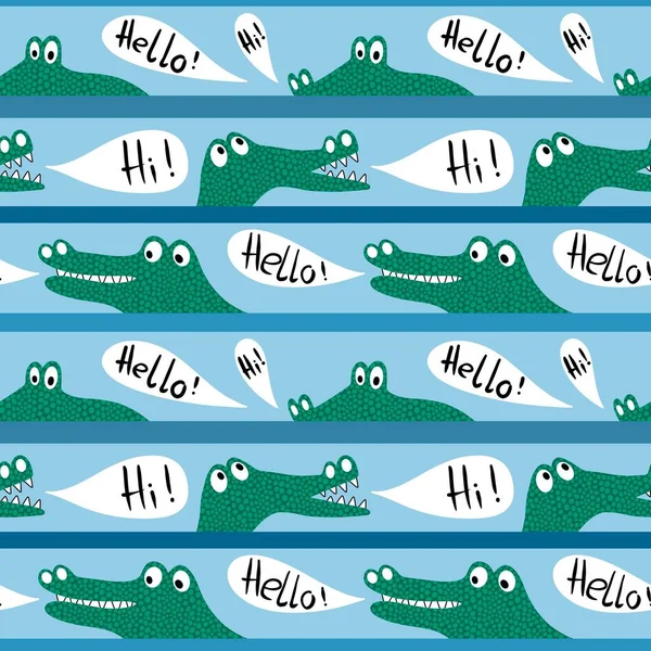 Cartoon animals seamless crocodile dragon dinosaur monsters pattern for wrapping paper and fabrics and kids clothes print and summer accessories. High quality illustration