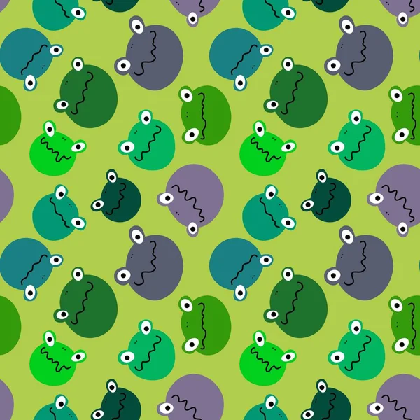 Cartoon Animals Seamless Frogs Pattern Wrapping Paper Fabrics Linens Kids — Stock Photo, Image
