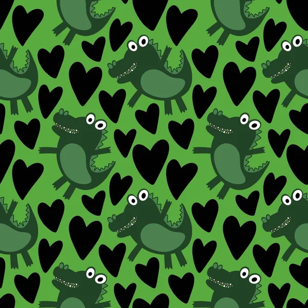 Animals Cartoon Seamless Crocodile Dinosaur Dragon Pattern Wrapping Paper Fabrics — Stock Photo, Image