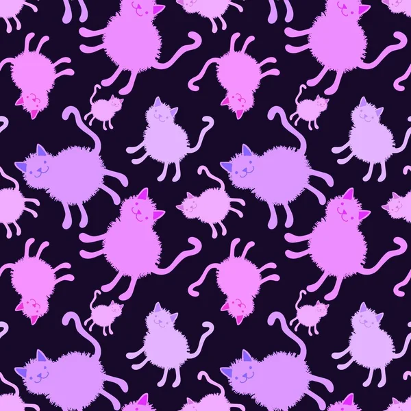 Cartoon Animals Seamless Cat Kitten Pattern Wrapping Paper Fabrics Linens — Stock Photo, Image