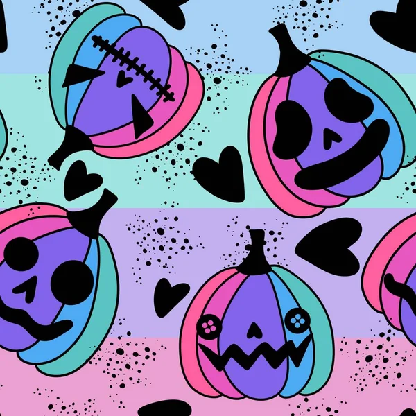 Halloween Seamless Pumpkins Pattern Fabrics Wrapping Paper Clothes Print Notebooks — 스톡 사진